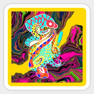 don pulpo ecopop octopus in mandala ocean madness glitch Sticker